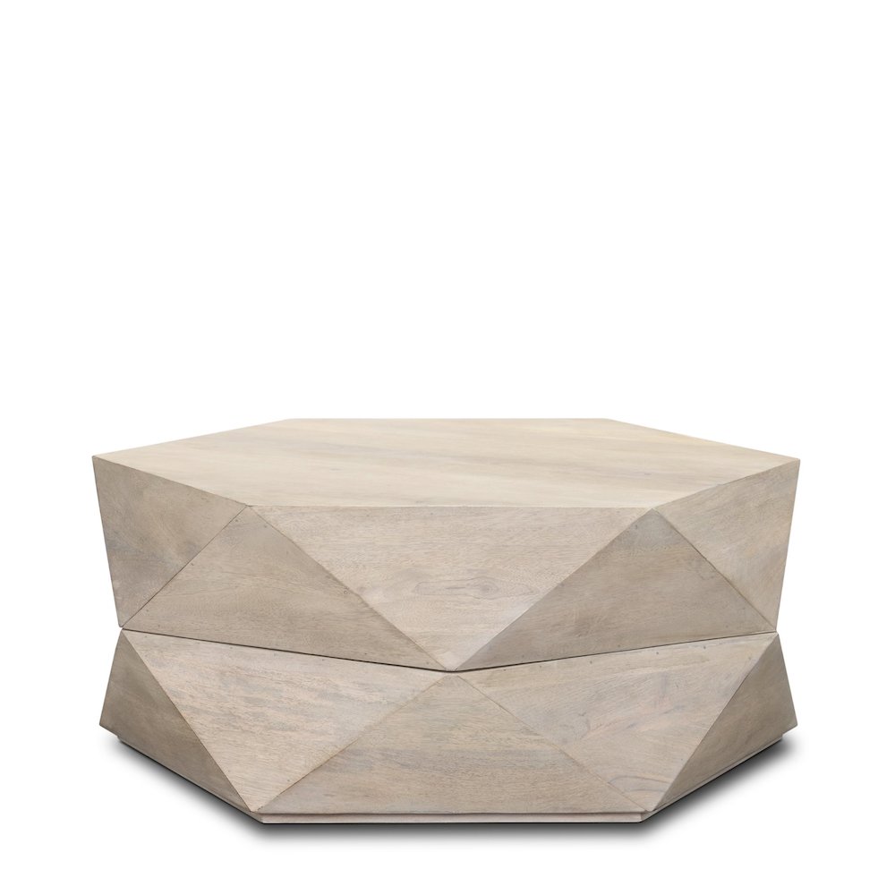 Hexagonal Hinged Solid Wood Top And Base Coffee Table. Picture 1
