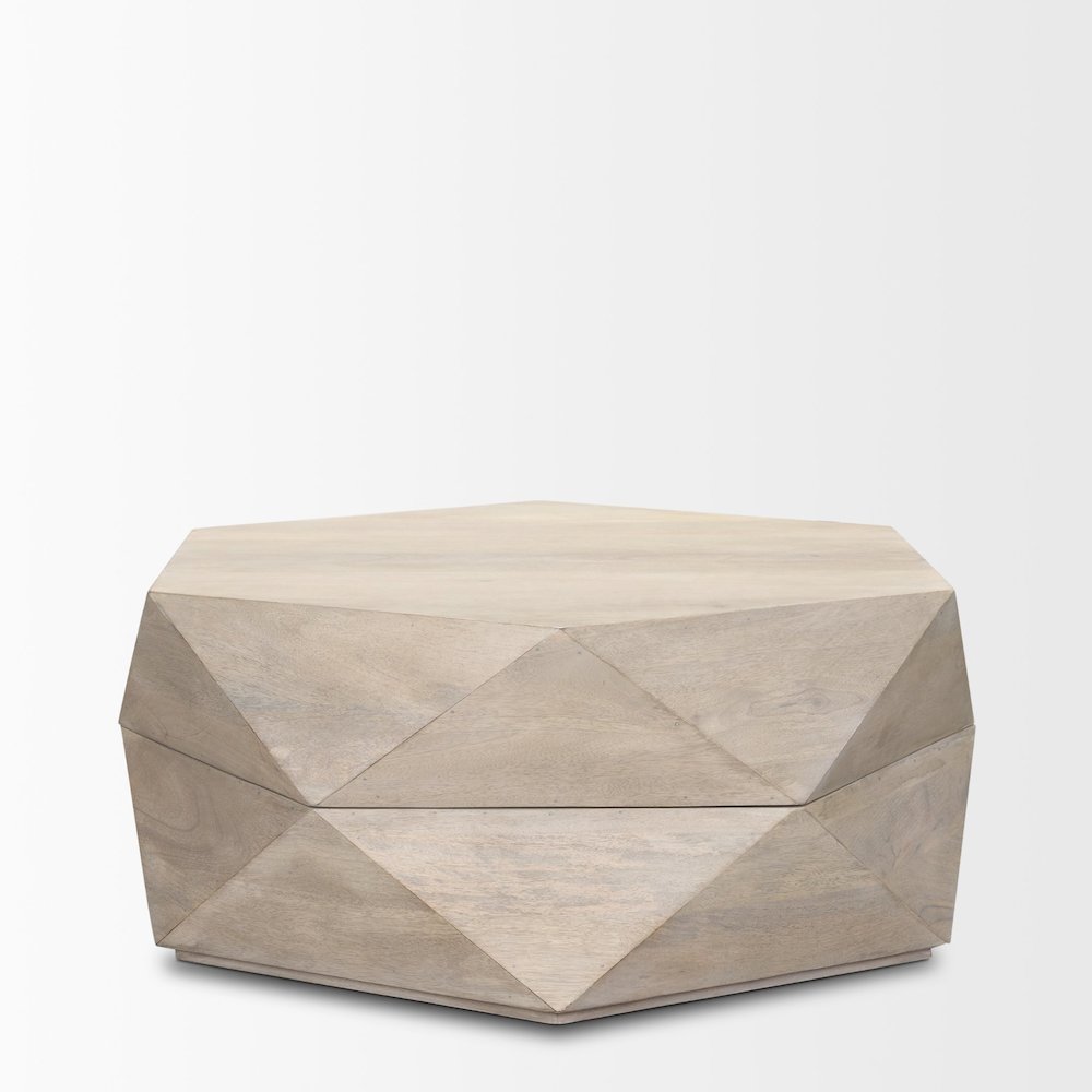 Hexagonal Hinged Solid Wood Top And Base Coffee Table. Picture 8