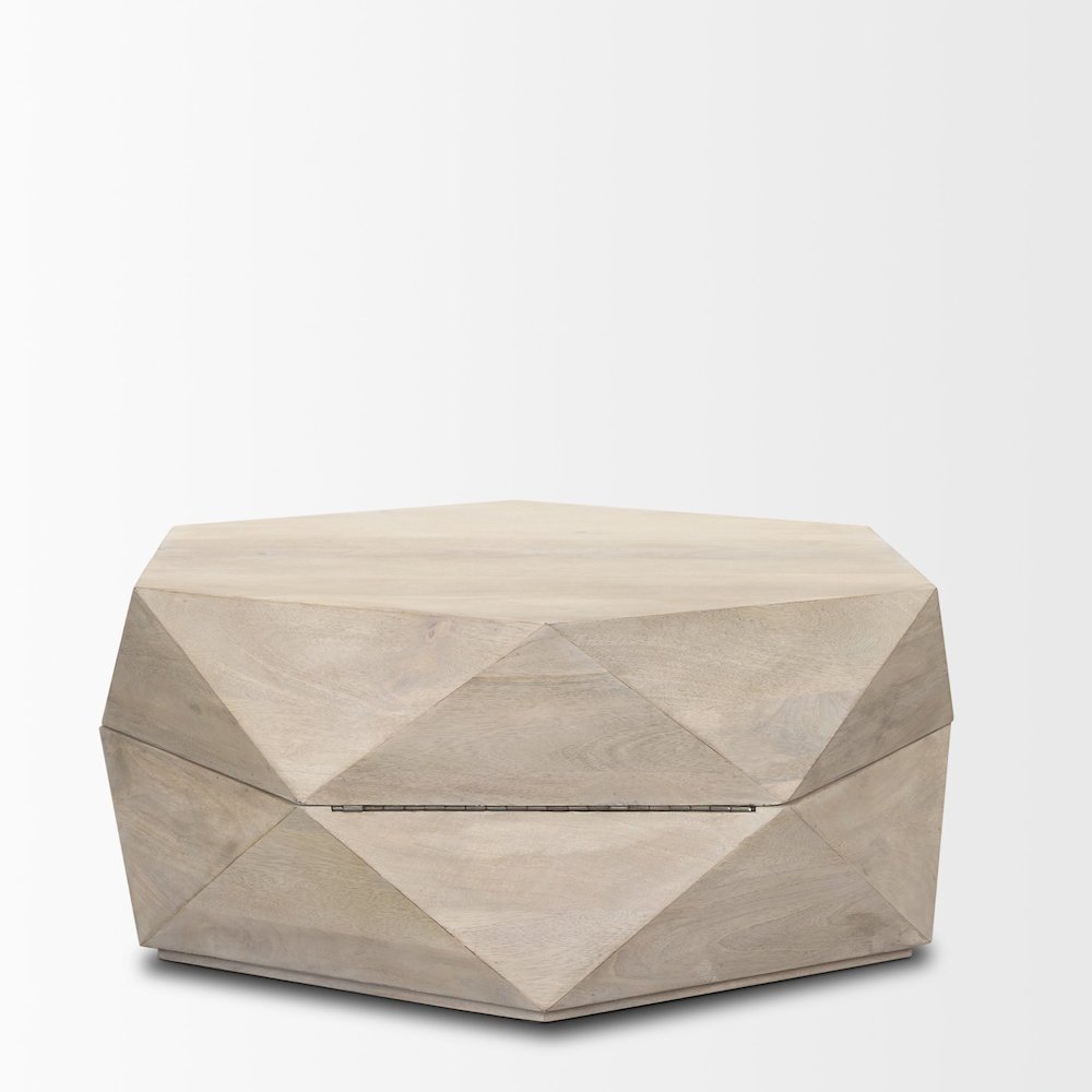 Hexagonal Hinged Solid Wood Top And Base Coffee Table. Picture 10