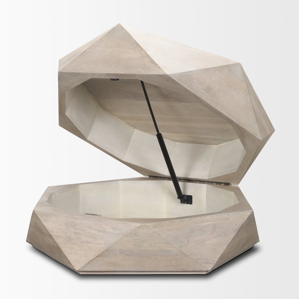 Hexagonal Hinged Solid Wood Top And Base Coffee Table. Picture 11