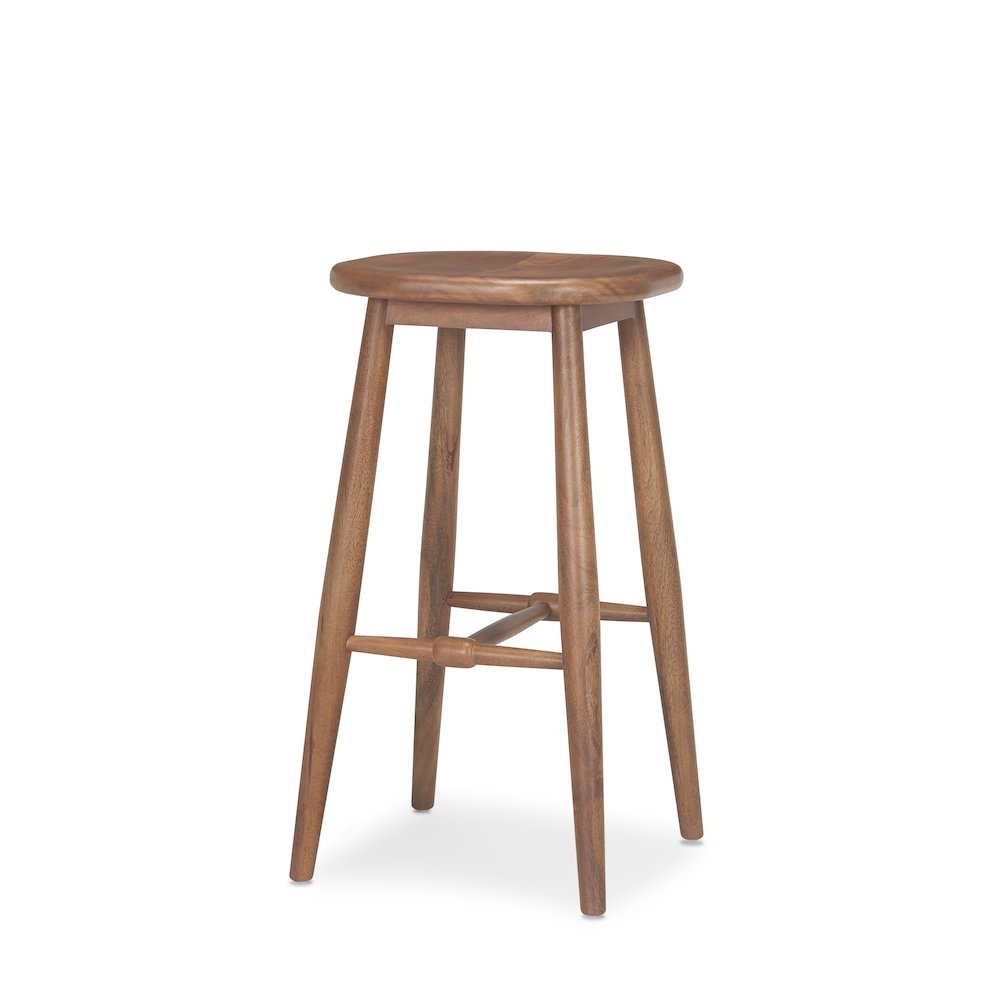 Medium Brown Wood Bar Stool. Picture 1