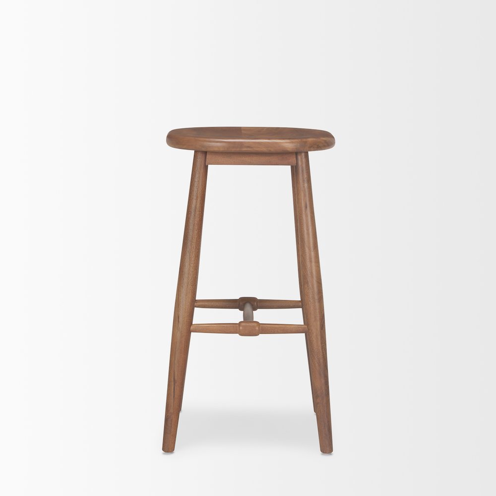 Medium Brown Wood Bar Stool. Picture 3
