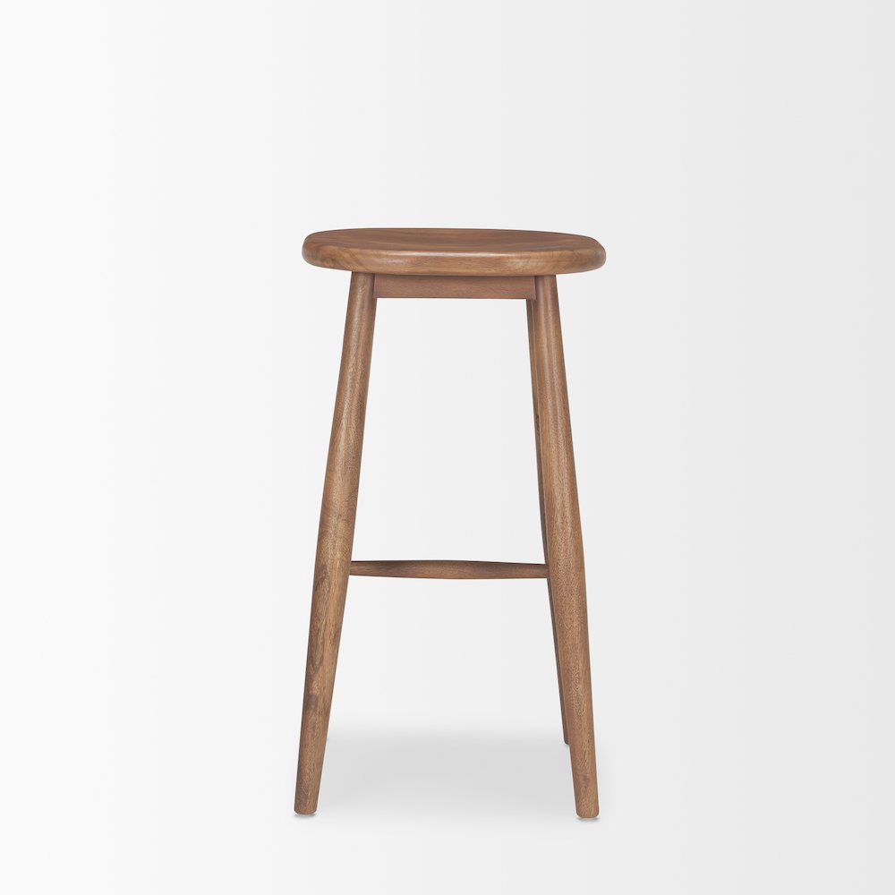 Medium Brown Wood Bar Stool. Picture 4