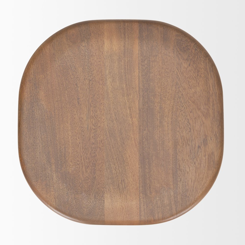 Medium Brown Wood Bar Stool. Picture 6