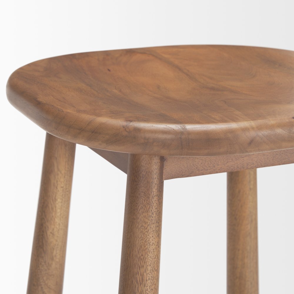 Medium Brown Wood Bar Stool. Picture 7