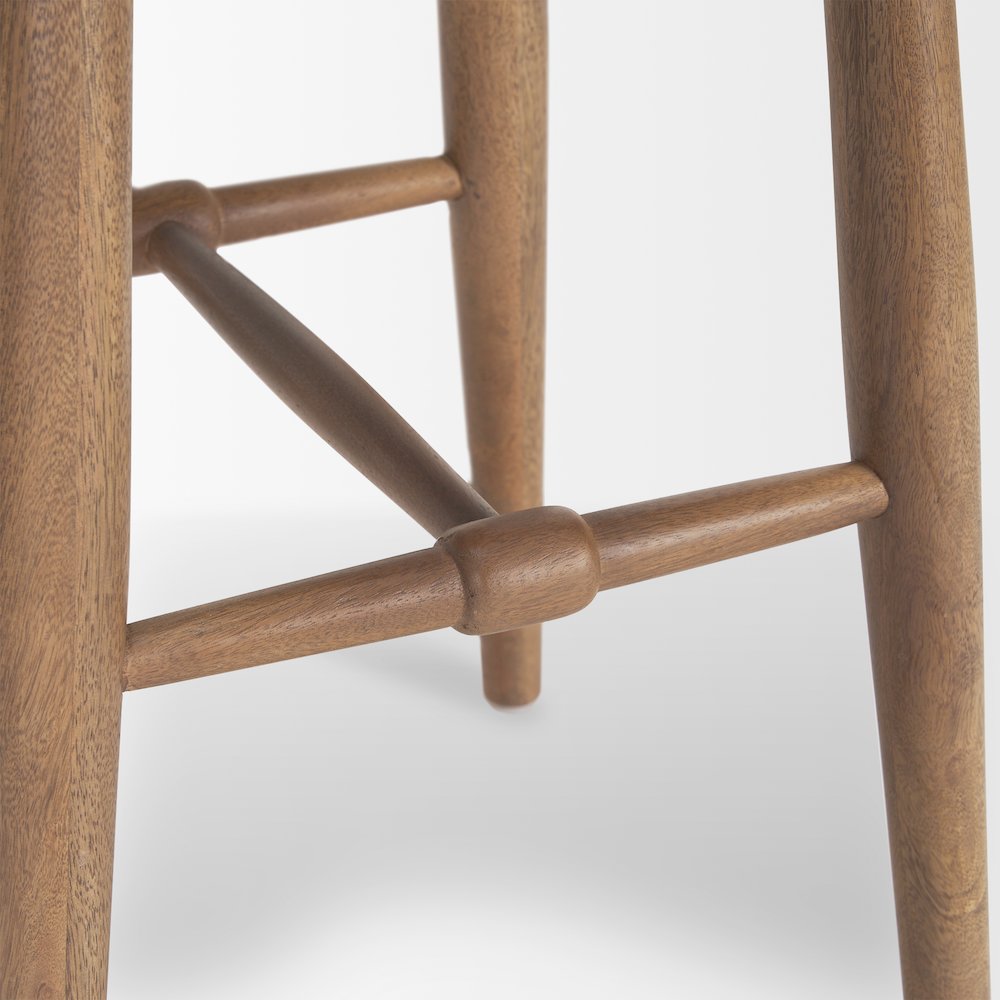 Medium Brown Wood Bar Stool. Picture 8