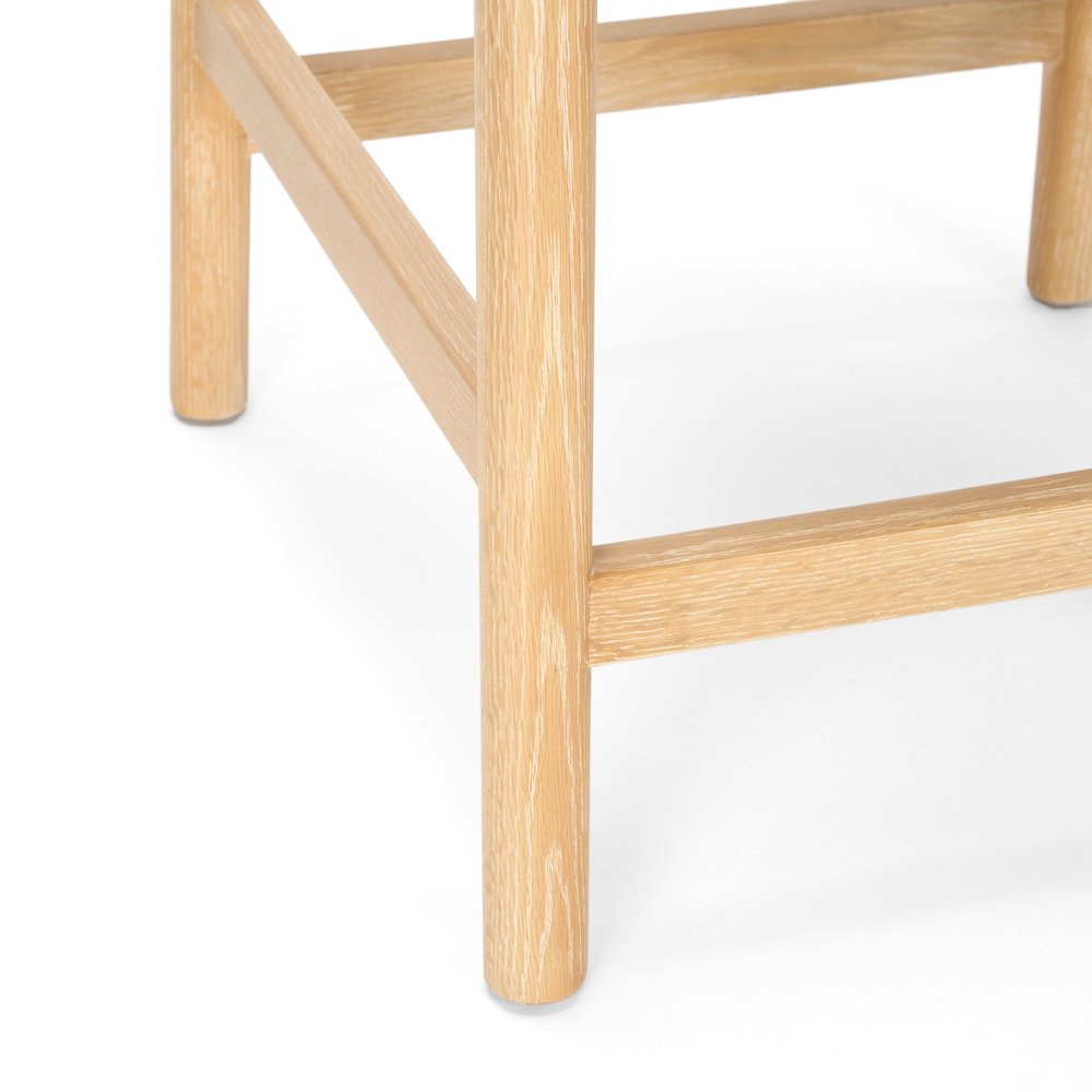 Counter Stool Light Brown Wood Frame And Beige Upholstered Seat. Picture 4