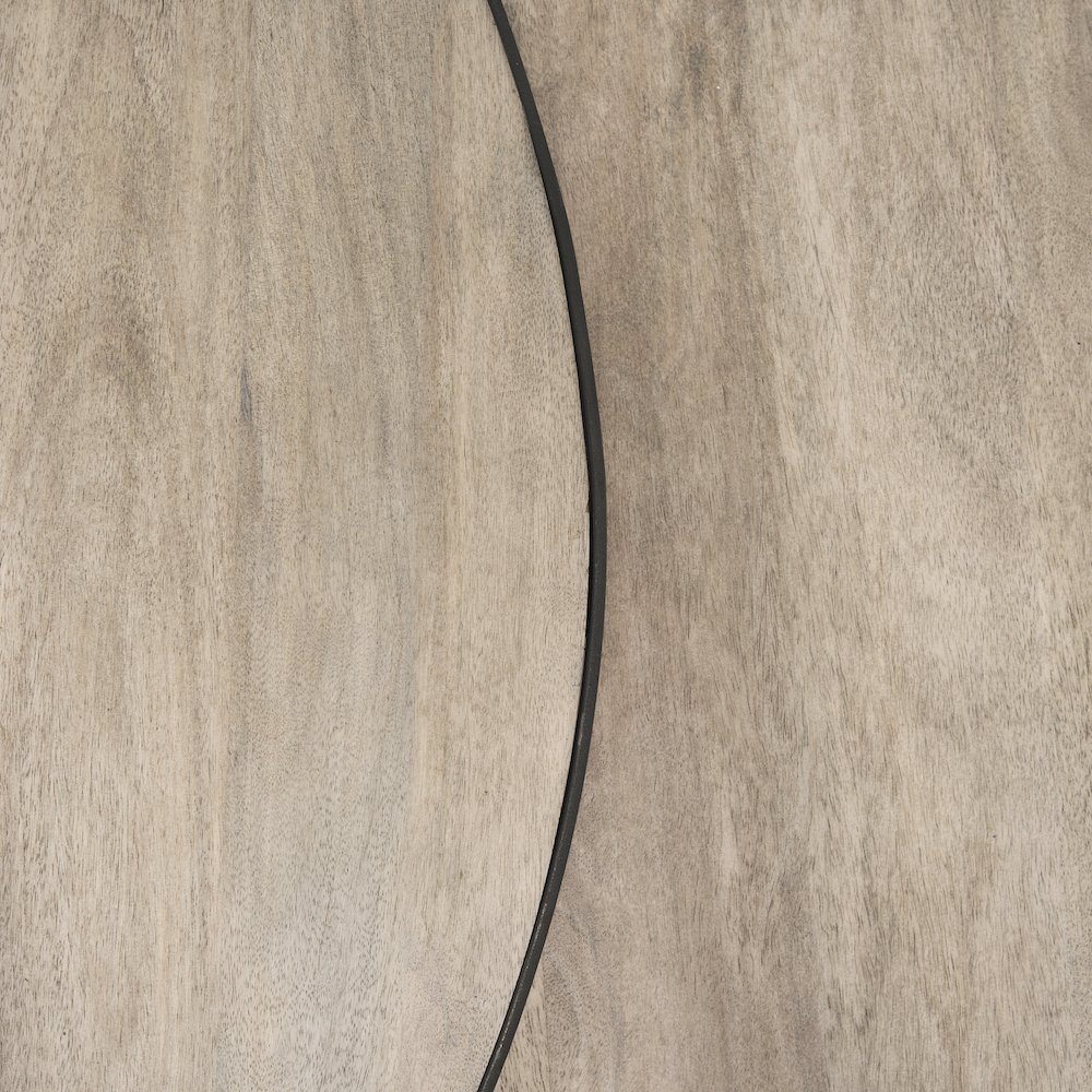 Round Brown White Wash Wood And Silver Metal Nesting Coffee Tables (Set Of 2). Picture 9