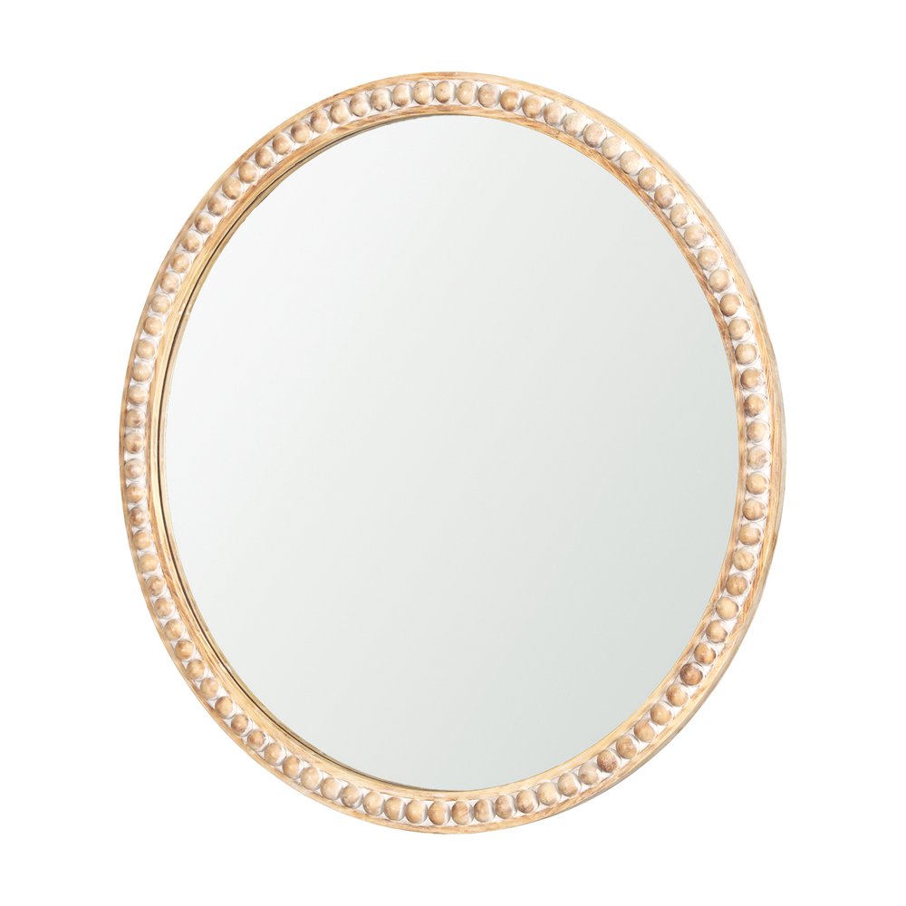 Roan Light Brown Wood Beaded Wall Mirror. Picture 1