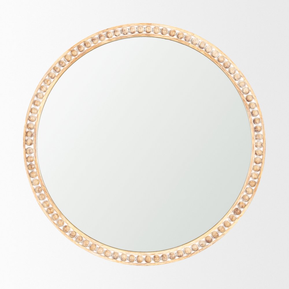 Roan Light Brown Wood Beaded Wall Mirror. Picture 3