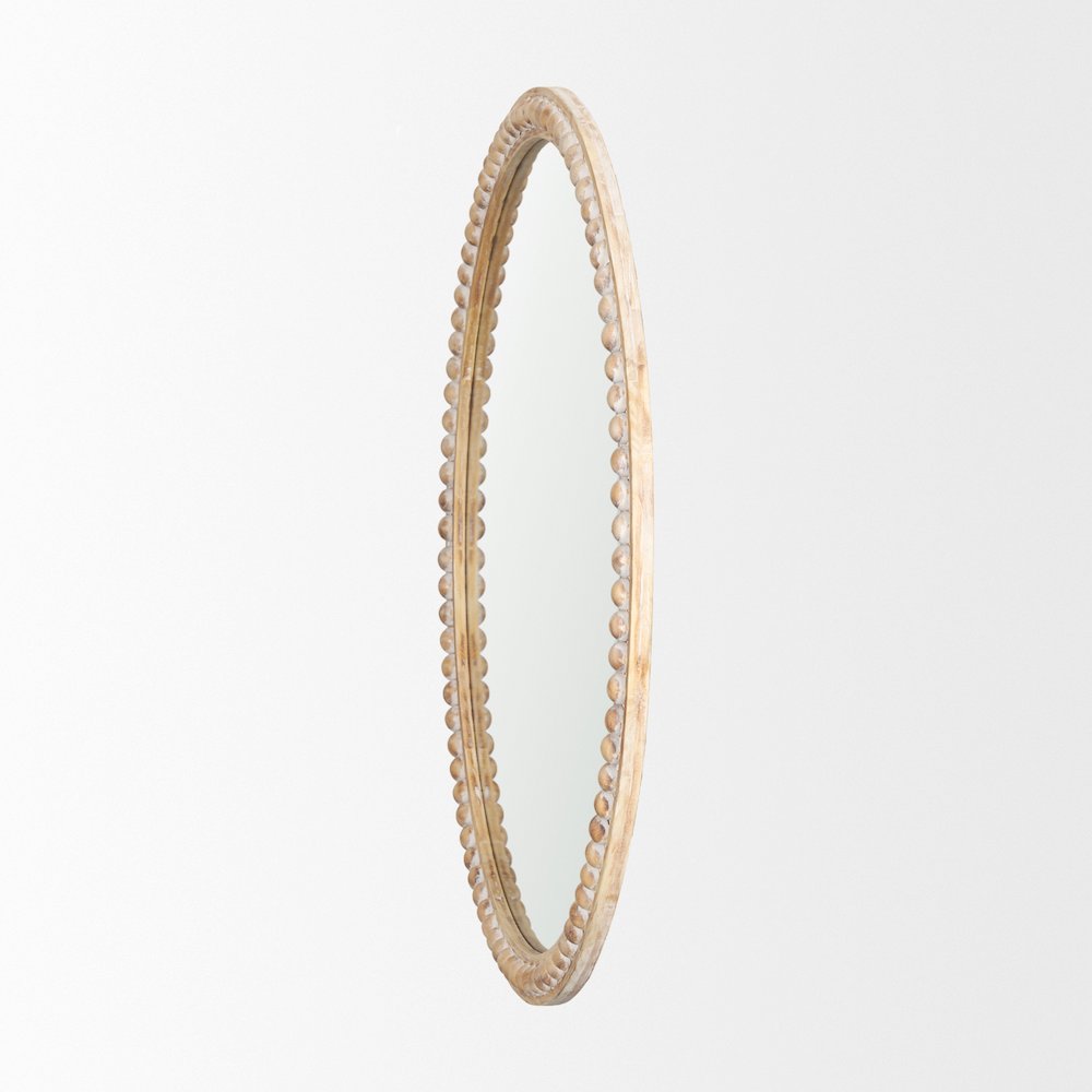 Roan Light Brown Wood Beaded Wall Mirror. Picture 4