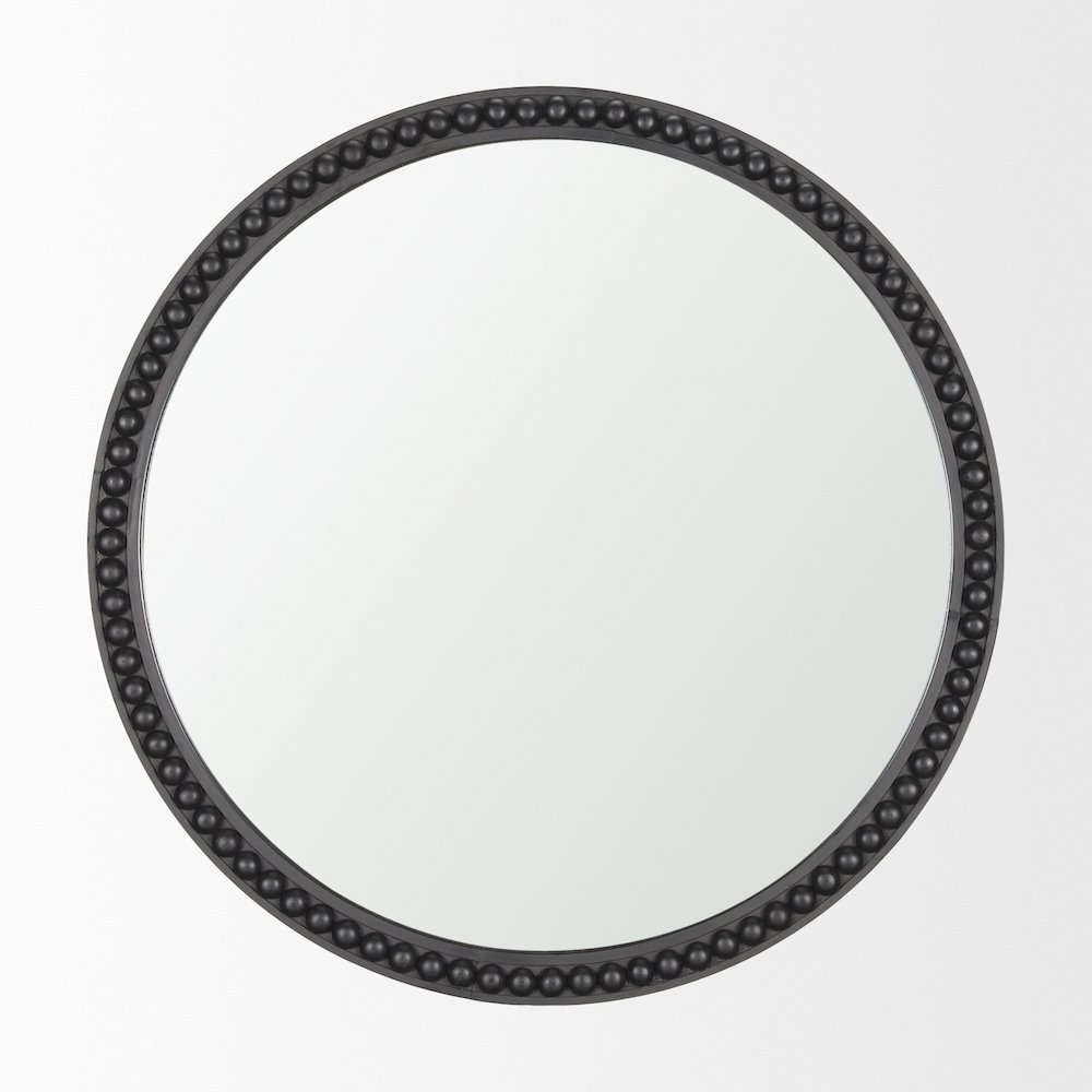 Roan Black Wood Beaded Wall Mirror. Picture 3