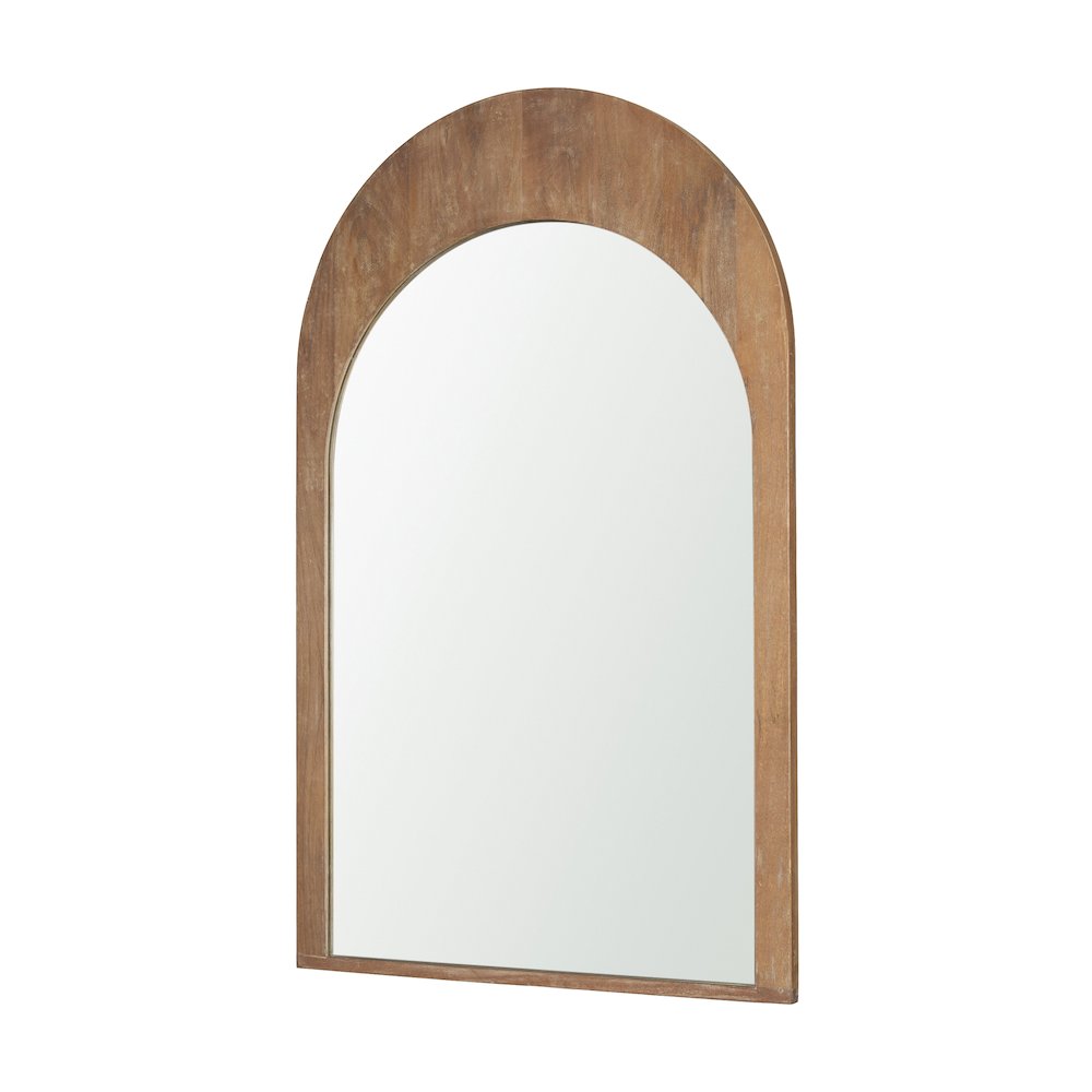Celeste Light Brown Wood Medium Arched Mirror. Picture 1