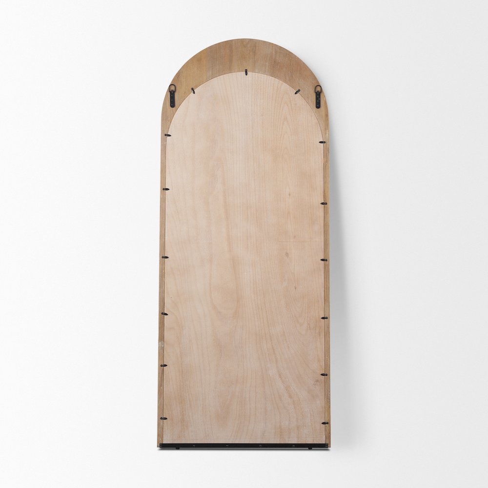 Celeste Light Brown Wood Arched Floor Mirror. Picture 4
