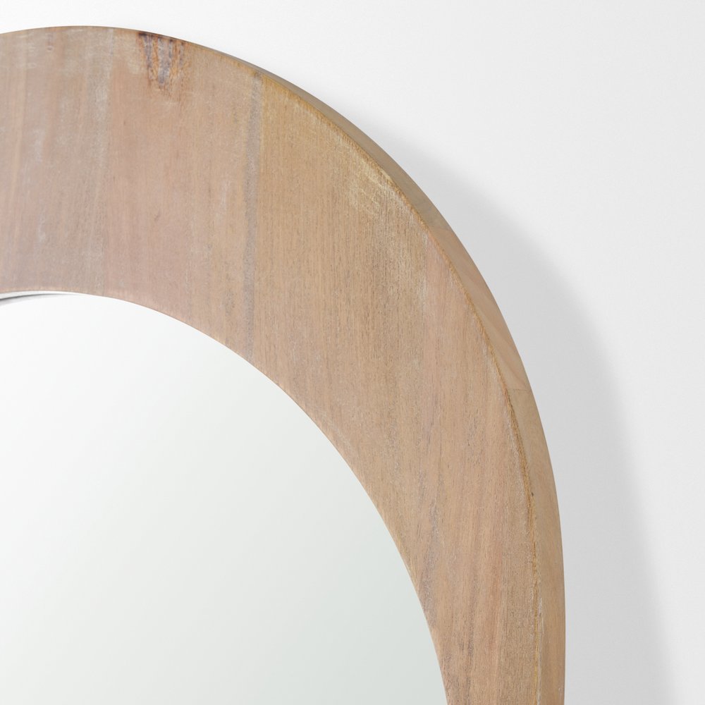 Celeste Light Brown Wood Arched Floor Mirror. Picture 5