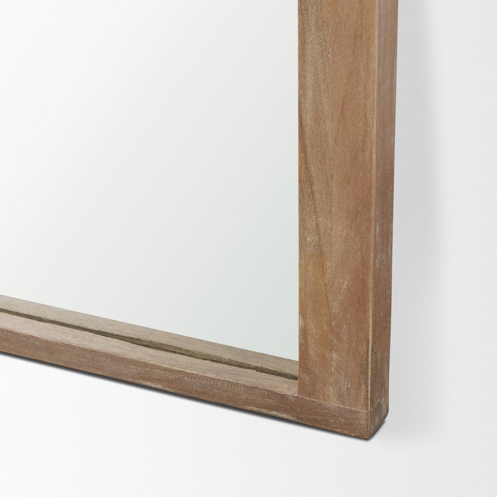 Celeste Light Brown Wood Arched Floor Mirror. Picture 6