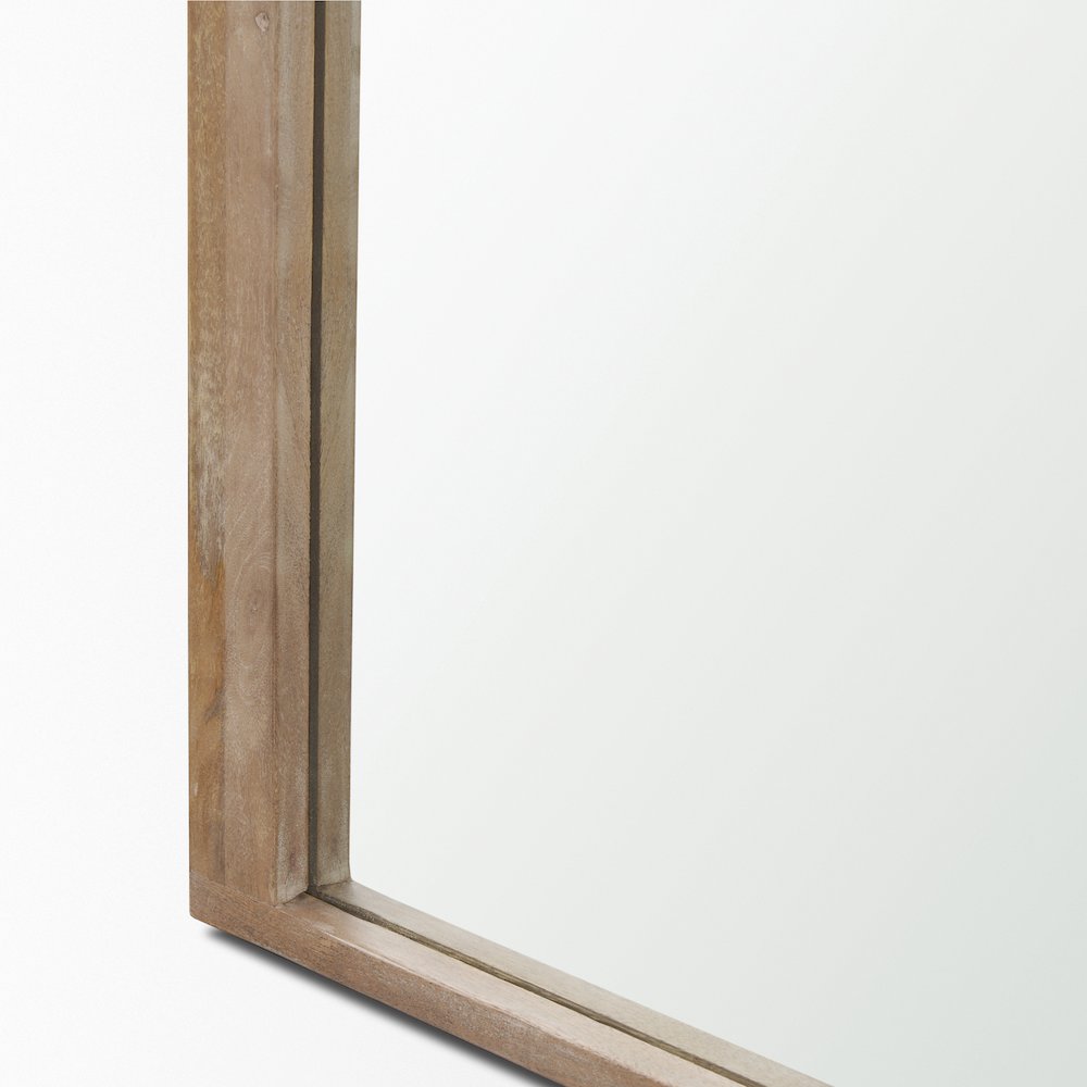 Celeste Light Brown Wood Arched Floor Mirror. Picture 7