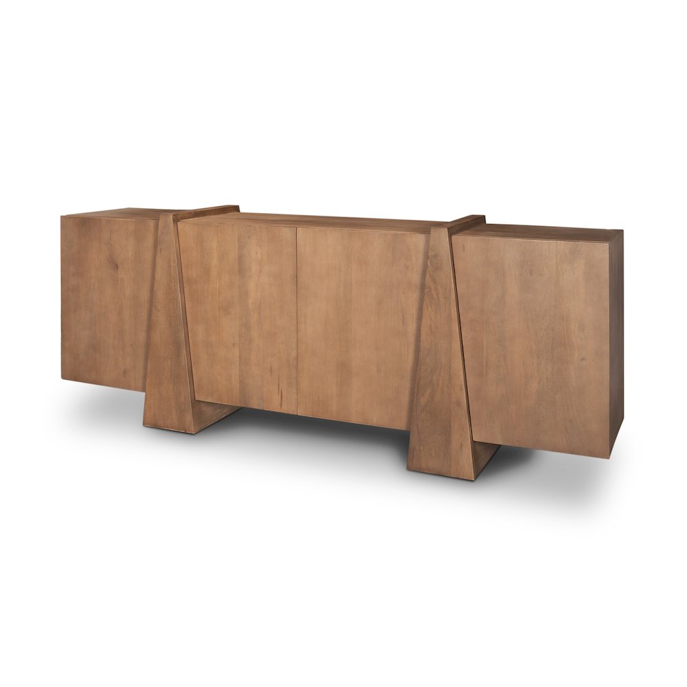 Eula Medium Brown Wood 4-Door Sideboard. Picture 1
