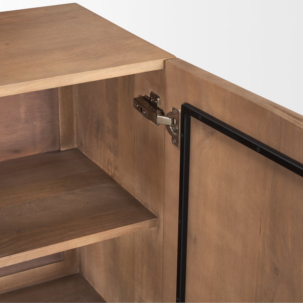 Eula Medium Brown Wood 4-Door Sideboard. Picture 3