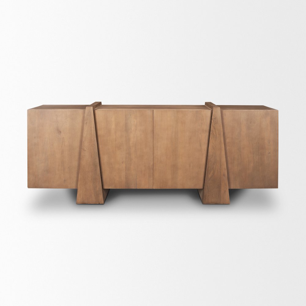 Eula Medium Brown Wood 4-Door Sideboard. Picture 8