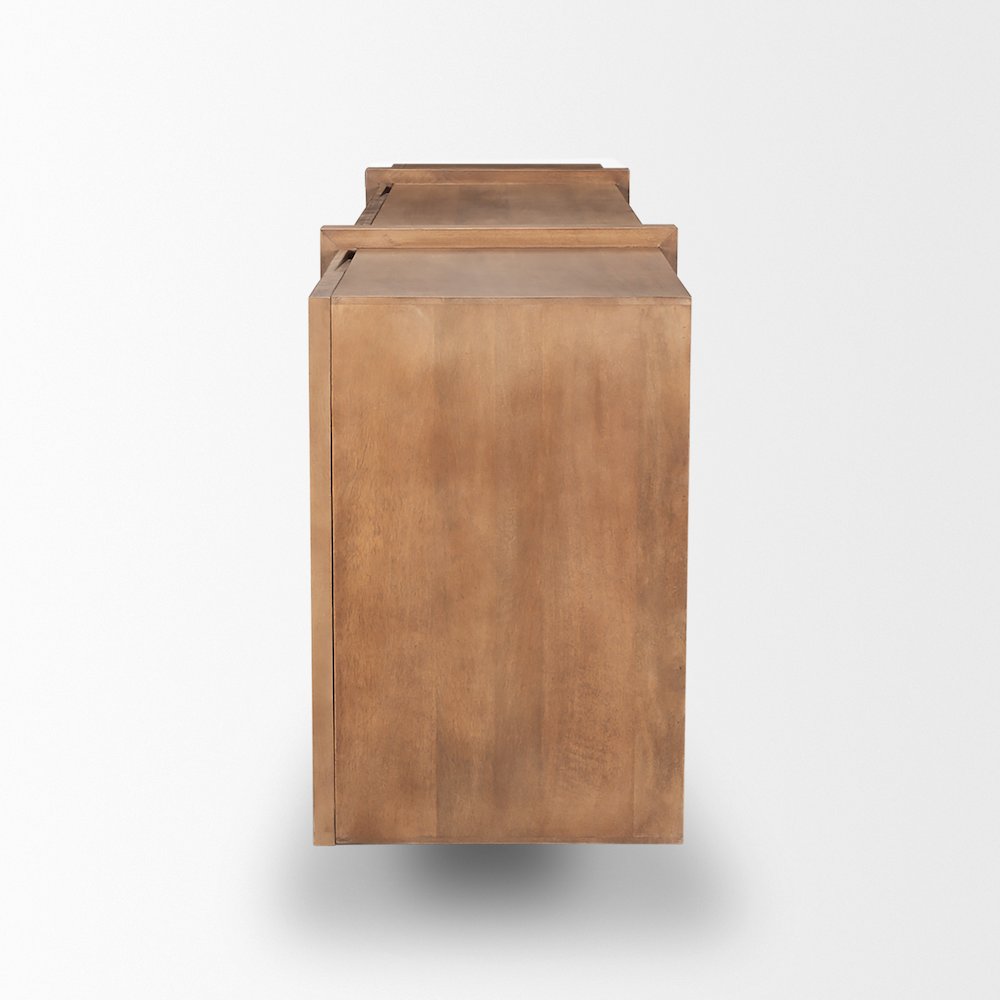 Eula Medium Brown Wood 4-Door Sideboard. Picture 9