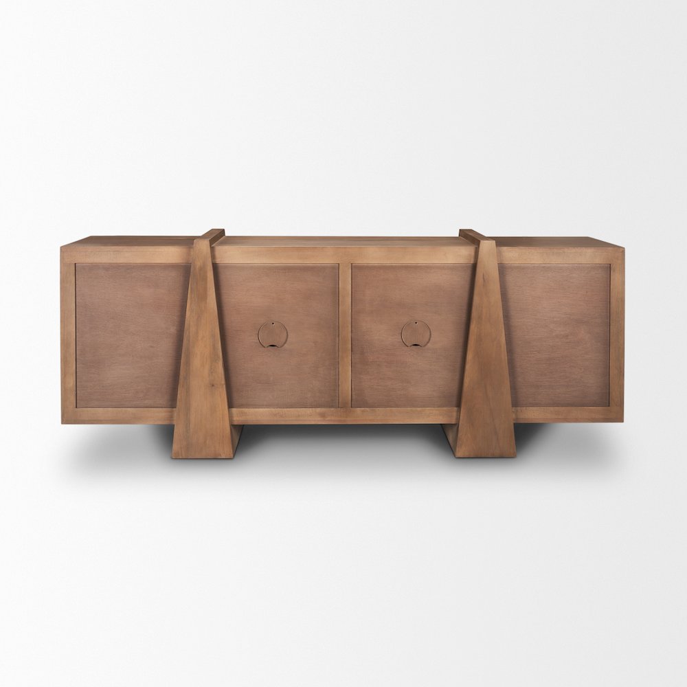 Eula Medium Brown Wood 4-Door Sideboard. Picture 10