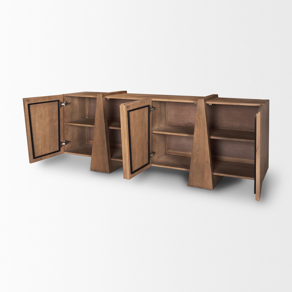 Eula Medium Brown Wood 4-Door Sideboard. Picture 12