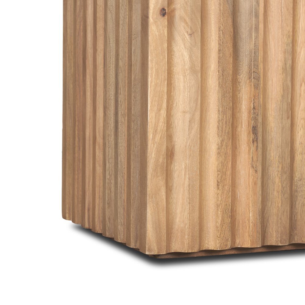 June Light Brown Wood Fluting Square Side Table. Picture 2