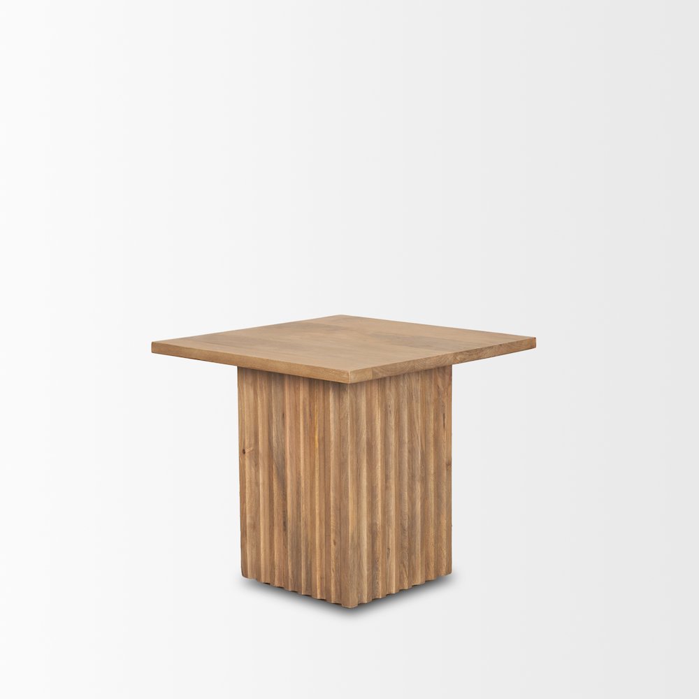 June Light Brown Wood Fluting Square Side Table. Picture 7