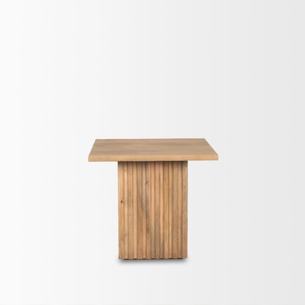 June Light Brown Wood Fluting Square Side Table. Picture 8