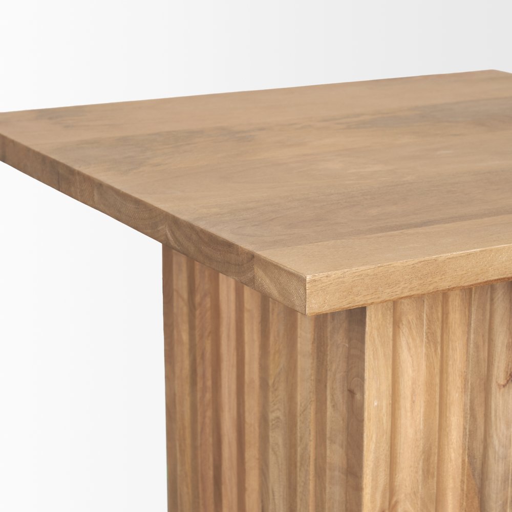June Light Brown Wood Fluting Square Side Table. Picture 9
