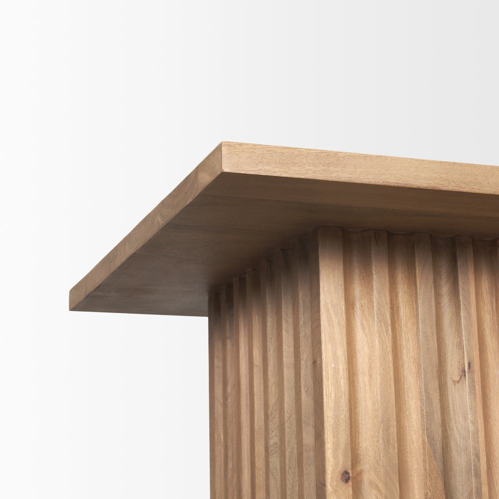 June Light Brown Wood Fluting Square Side Table. Picture 10