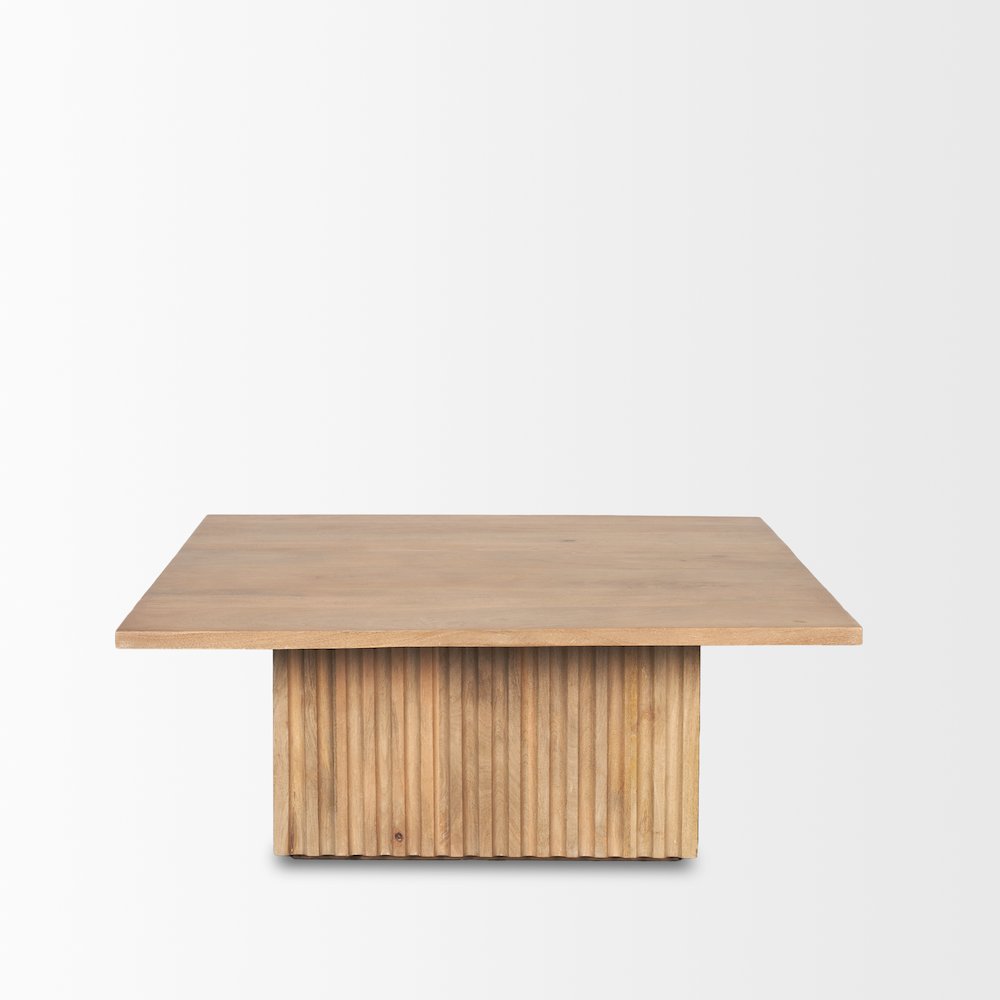 Light Brown Wood Fluting Square Coffee Table. Picture 8