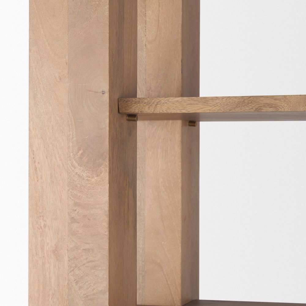 Light Brown Wood Open And Closed Storage Shelving Unit. Picture 4