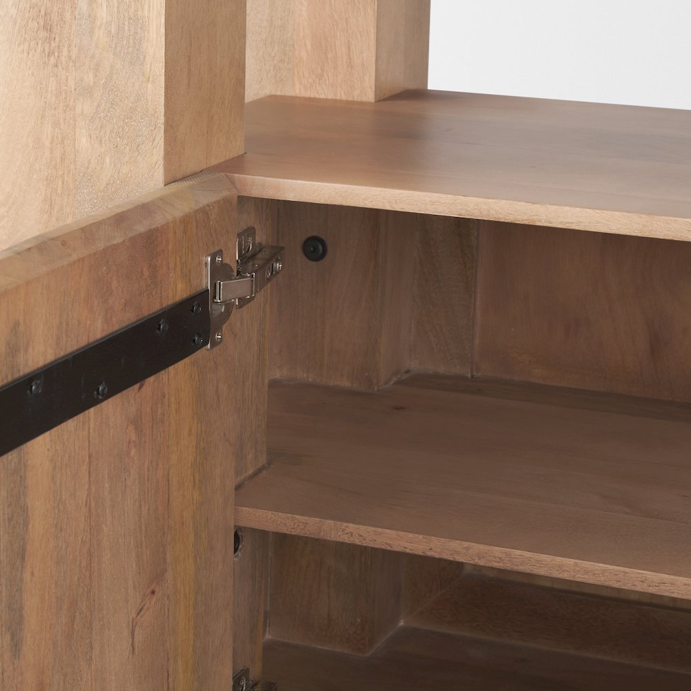 Light Brown Wood Open And Closed Storage Shelving Unit. Picture 6