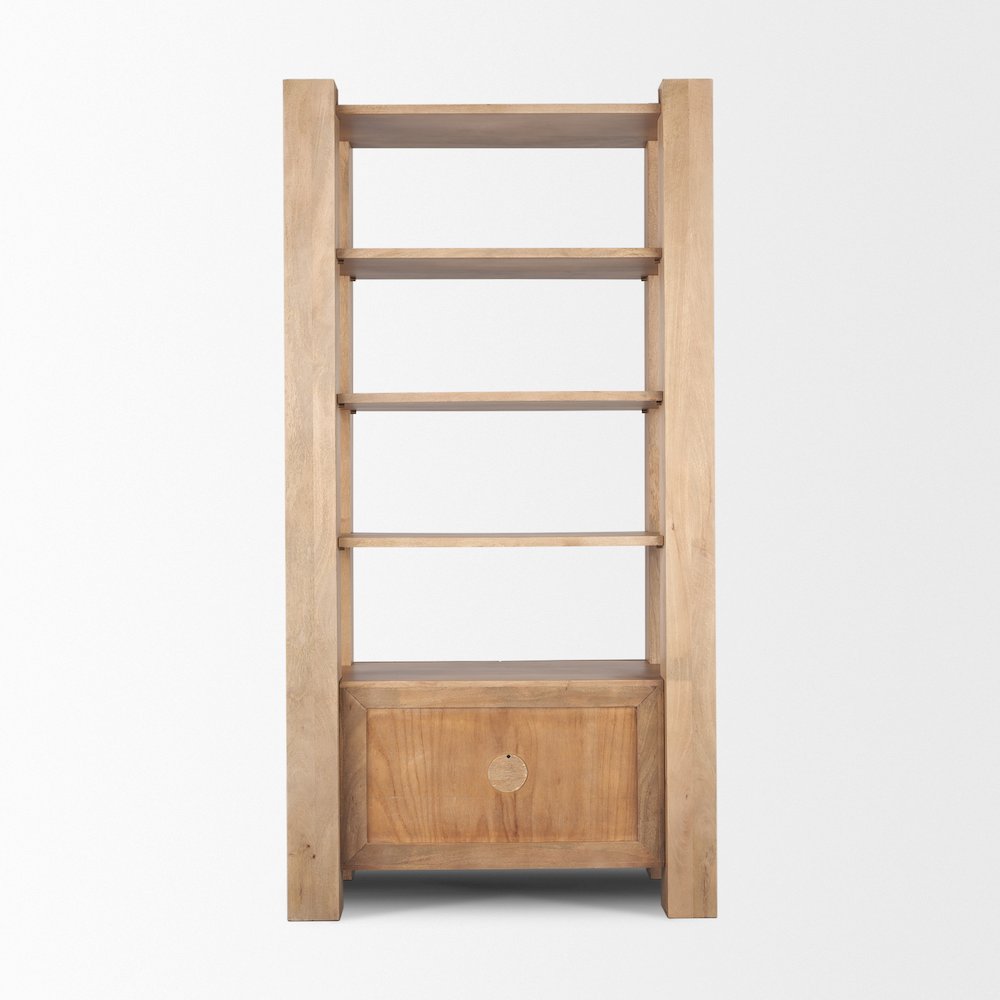 Light Brown Wood Open And Closed Storage Shelving Unit. Picture 14