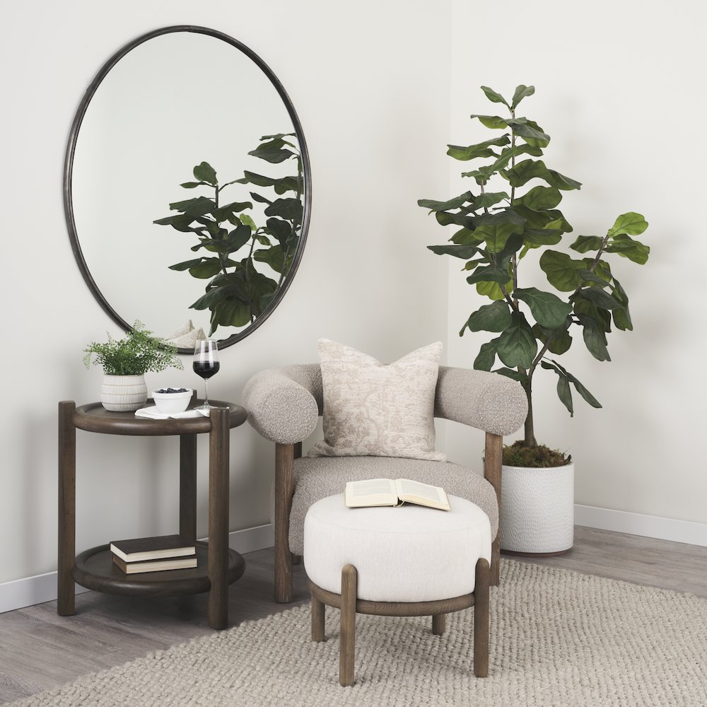 Dark Brown Wood Bottom Shelf Round Accent Table. Picture 4