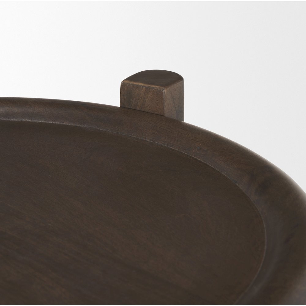 Dark Brown Wood Bottom Shelf Round Accent Table. Picture 11
