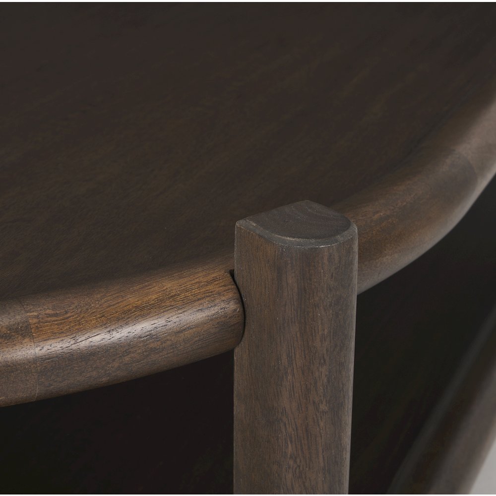 Dark Brown Wood Bottom Shelf Oval Coffee Table. Picture 8