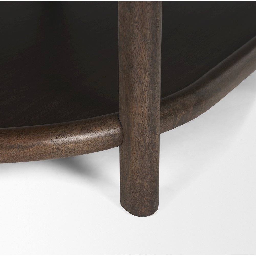Dark Brown Wood Bottom Shelf Oval Coffee Table. Picture 9
