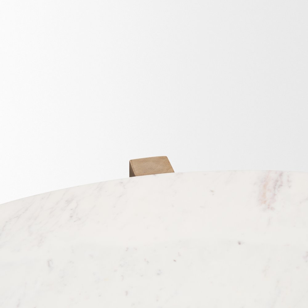 Light Brown Wood Round Marble Top Coffee Table. Picture 8