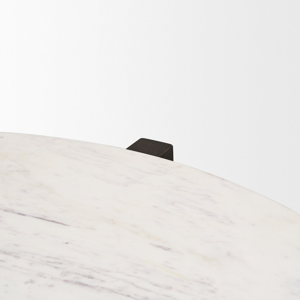 Dark Brown Wood Marble Round Top Coffee Table. Picture 6