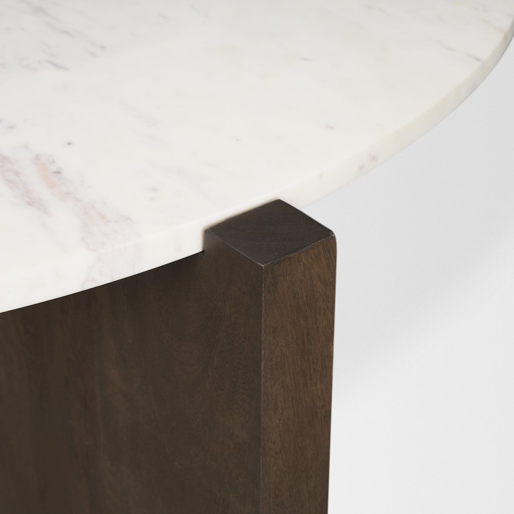 Dark Brown Wood Marble Round Top Coffee Table. Picture 7