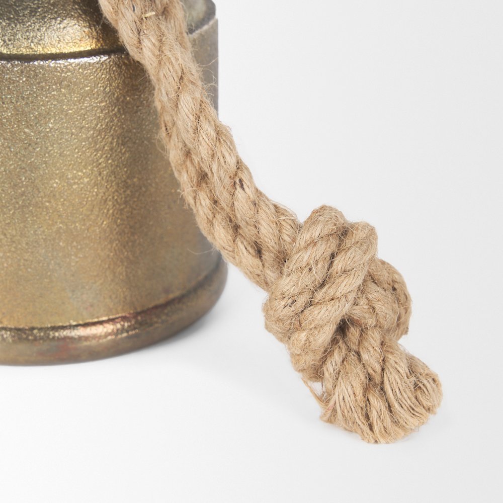 Quincy Medium Gold Metal Decorative Bell Object. Picture 2