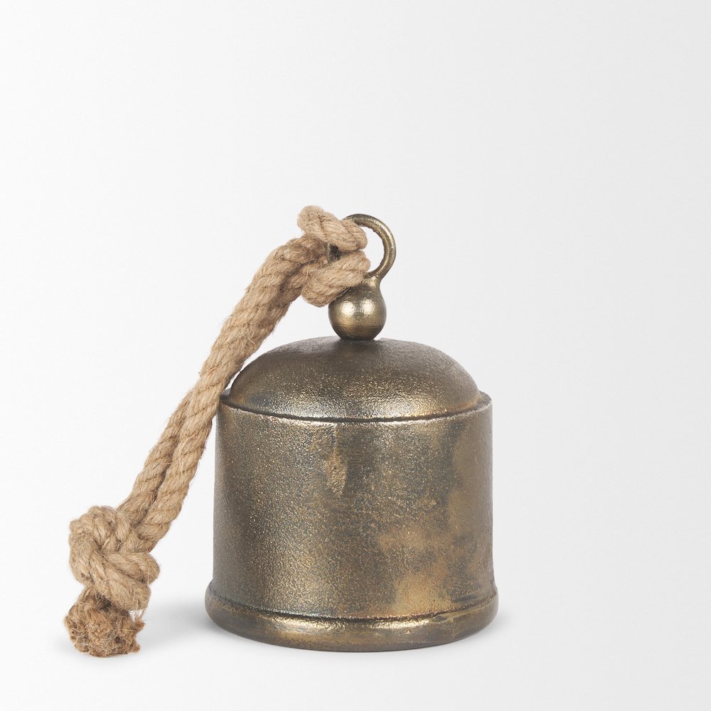 Quincy Medium Gold Metal Decorative Bell Object. Picture 6