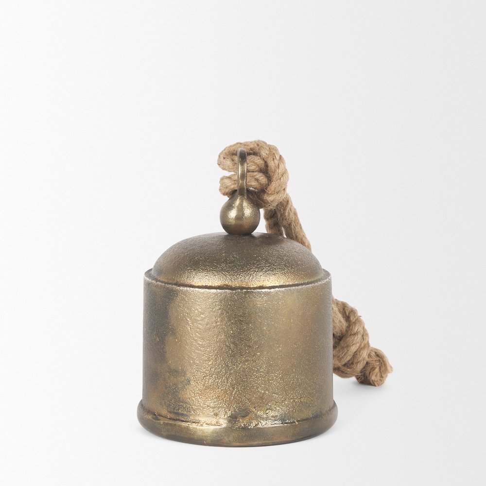 Quincy Medium Gold Metal Decorative Bell Object. Picture 7