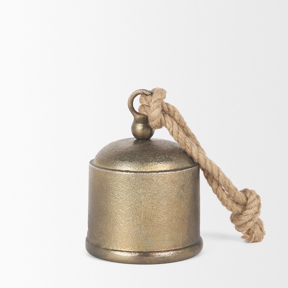 Quincy Medium Gold Metal Decorative Bell Object. Picture 8