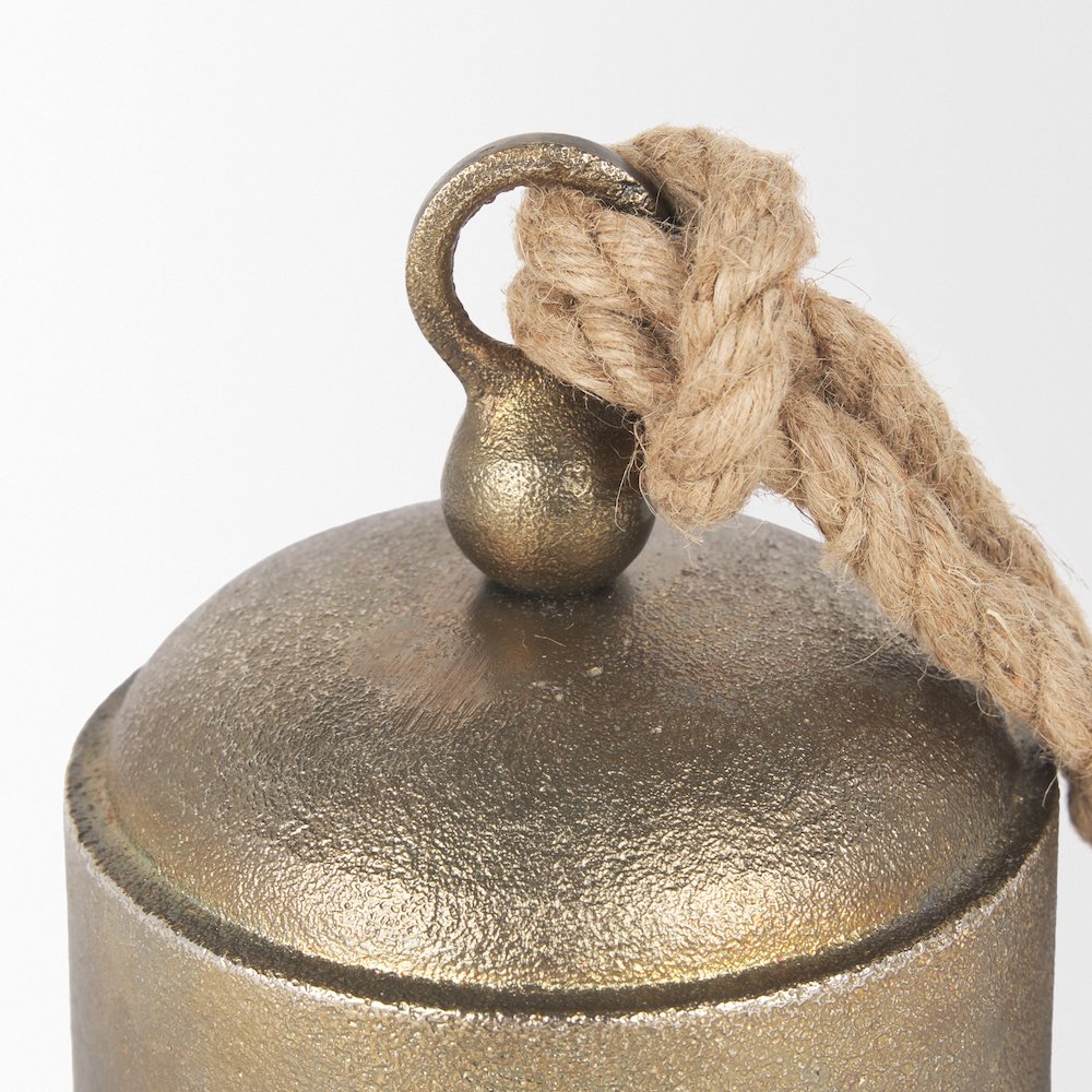 Quincy Medium Gold Metal Decorative Bell Object. Picture 10