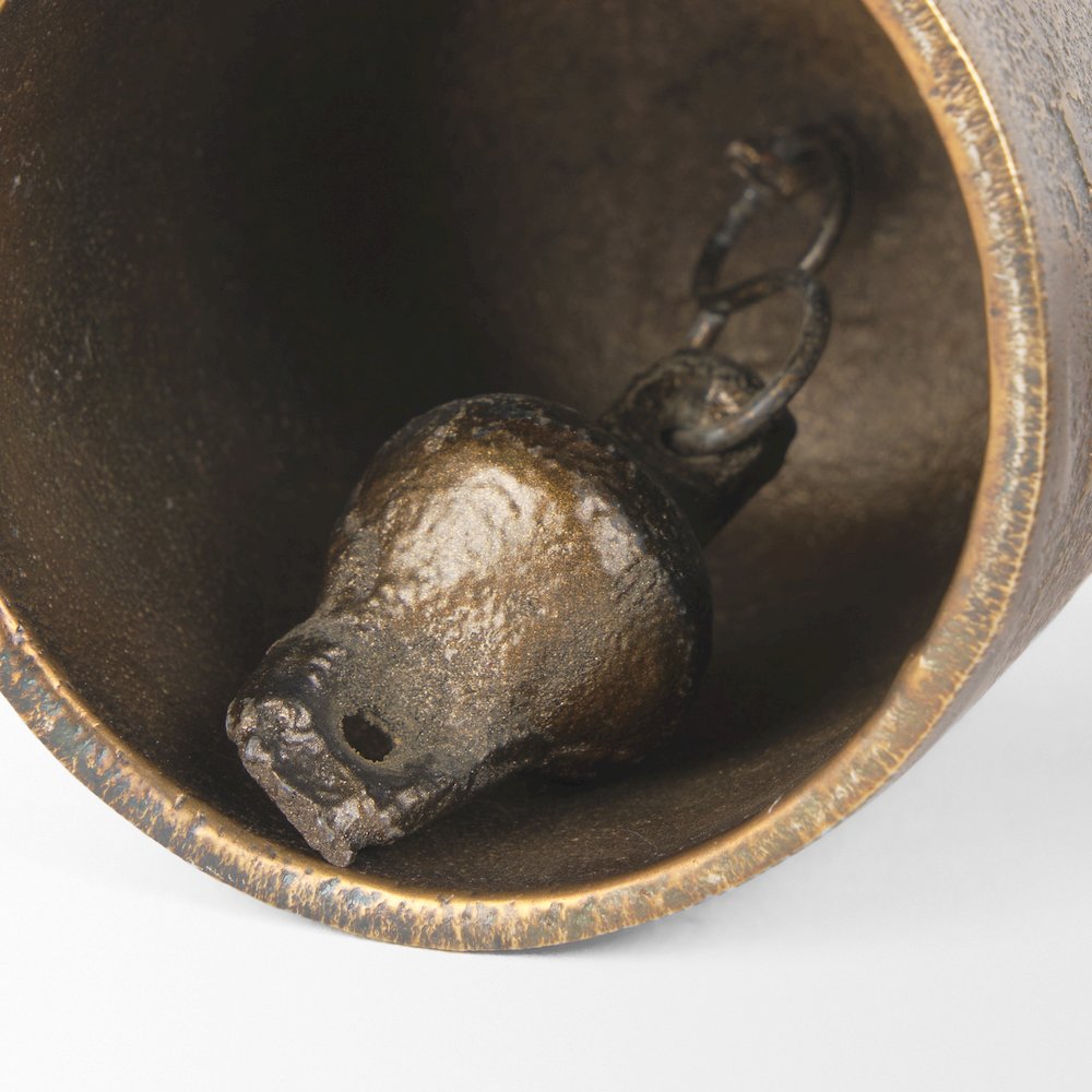 Quincy Small Gold Metal Decorative Bell Object. Picture 4