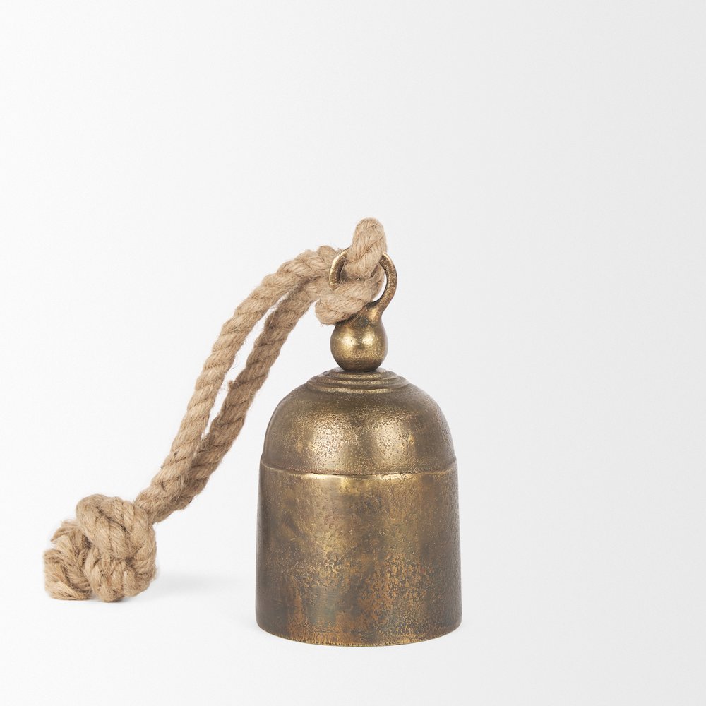 Quincy Small Gold Metal Decorative Bell Object. Picture 8